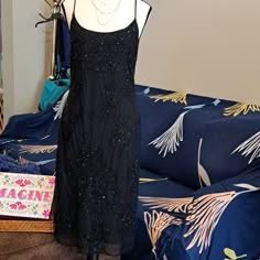 Beautiful Nwt Vintage Sequin Hugo Buscati Sexy Backless Dress. Original Dress Owner. This Dress Has Never Been Worn. Has Been Stored In The Closet. Never Had An Opportunity To Wear And Now I Cant Fit It. Its So Beautiful I Have Never Been Able To Part With It. My Loss Is Your Gain. Would Be Great For A Cocktail Party, New Years Eve, An Evening Wedding Or A Semi Formal Event. Approx Ptp 20"....But Keep In Mind The Back Is Totally Open...Approx Length 43".... Whimsigoth Fashion, Backless Cocktail Dress, Low Back Dresses, Black Dress Formal, Formal Cocktail Dress, Eve Dresses, New Years Eve Dresses, Sparkle Dress, Backless Mini Dress