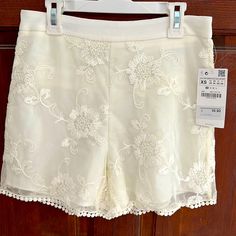 Nwt I Bought These Planning To Wear Them During Wedding Prep, But Never Did. Size Xs Zara Shorts, Wedding Prep, Embroidered Lace, Cream White, Lace Shorts, Zara, Womens Shorts, Cream, Lace