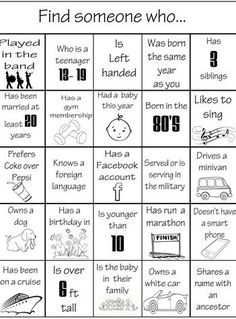 a printable game with words and pictures