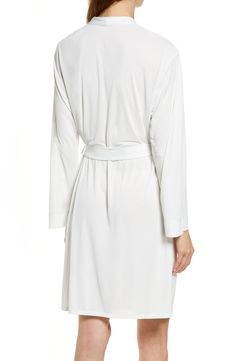 Lounge late into the morning in the silky charmeuse of this simply indulgent wrap robe. 37" length (size Medium) Surplice V-neck Long sleeves Removable waist tie 100% polyester Machine wash, dry flat Imported Waist Tie, The Morning, Shirt Dress, Lounge, Nordstrom, Long Sleeves, Size Medium, V Neck, Long Sleeve