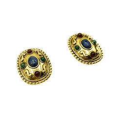 Jennifer Gibson Vintage Jewellery Vintage Etruscan Earrings 660 (2) Etruscan Earrings, Jennifer Gibson, Oversized Earrings, Jewellery Vintage, Gem Earrings, Vintage Jewels, Chunky Necklace, Timeless Treasures, Earrings Vintage