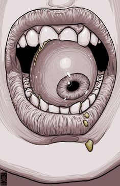 an open mouth with a hole in the middle that appears to be filled with liquid