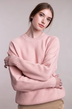 Knitted "fine rice" pullover - dusty pink and burgundy – mila.vert Cotton Knit, Dusty Pink, Fashion Clothes Women