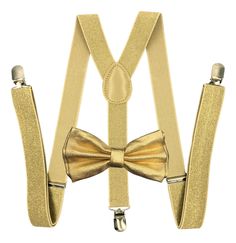 PRICES MAY VARY. Champaign Gold Suspender and Metallic Bowtie Tuxedo Dress Matching Color … Great champaign gold metallic bow tie and gold glitter suspender set! Suspenders: 22"-42" front to back waist Bow tie: 4" w/adjustable elastic strap, snap hook Great for special occassions: Proms, parties, holidays and more!