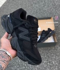 All Black Shoe, Sneakers For Women Outfit, New Balance Aesthetic, New Balance 9060 Black, Black Sneakers Women, Black New Balance, New Balances, Nike Shoes Women Fashion, Graffiti I