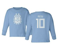 Argentina 2019 Soccer #10 Lionel MESSI Copa America Toddler Long Sleeve T-shirt                                                                                                              Description All of our long sleeve toddler t-shirts are printed in the U.S.A. on 100% cotton garments. All our garments are comfortable and top quality apparel. Printed with pride in our industry leading print shop in Long Island, NY.      If you have any questions about this item, please contact us. We answer Long Sleeve Cotton T-shirt For Fans, Cotton Long Sleeve Fan Apparel Tops, Cotton Long Sleeve Tops For Fan Merchandise, Long Sleeve Graphic Print Shirt For Fans, Long Sleeve Shirt With Graphic Print For Fans, Blue Pre-shrunk Long Sleeve Shirt, Fan Apparel Long Sleeve Top With Logo Print, Long Sleeve Logo Print Fan Apparel Top, Long Sleeve Fan Merchandise T-shirt