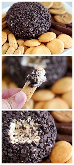 an image of cookies and ice cream being dipped in chocolate