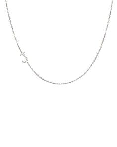 Necklace by Zoe Lev Jewelry. 14-karat white gold. Integrated diamond initial pendant. 0.11 total diamond carat weight. Approx. 16"L.