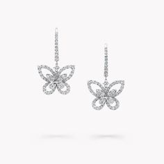 Graff Butterfly, Graff Jewelry, Diamond Drop Pendant, Graff Diamonds, Butterfly Silhouette, Butterfly Motif, Pave Diamond Earrings, Fine Diamond Jewelry, Platinum Jewelry