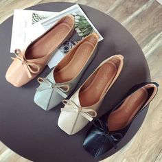 Women's Casual Shoes Leather Square Toe Ballet Bow knot Flats – Touchy Style Basic Shoes, Women's Casual Shoes, Casual Flat Shoes, Bow Knot, Shoes Leather, 가을 패션, Casual Flats, Ballet Flat Shoes, Ballet Flat