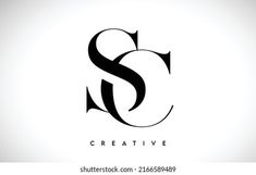 the letter s is made up of black and white letters with an elegant design on it