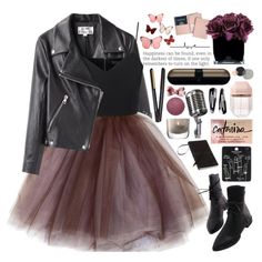 Tulle Skirt And Leather Jacket, Tulle Skirt Leather Jacket Outfit, Tutu Skirt Outfit, Skirt Outfit Casual, 80s Party Outfits, Tulle Skirts, 가을 패션, Fashion Mode