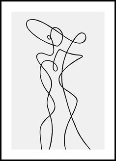 a black and white line drawing of a woman's body with her hands in the air