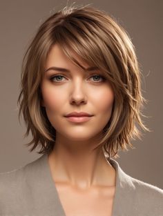 Chin Length Shaggy Haircuts, Updos For Long Hair Casual, Med Haircuts For Women, Women Haircut Short, Hair Casual, Haircuts Short Hair, Haircuts For Round Faces, Updos For Long Hair