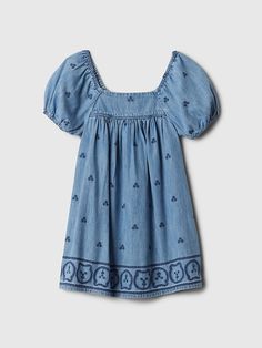 babyGap Embroidered Denim Dress | Gap Embroidered Denim Dress, African Attire Dresses, Dress Square Neck, Toddler Jeans, Toddler Summer, Dress Cotton, Embroidered Denim, African Attire, Baby Gap