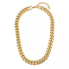 Elevate your look with our Trendy Stainless Steel 18K Gold-Plated Chunky Cuban Chain Necklaces for Women, inspired by hip-hop fashion. These bold necklaces feature a chunky Cuban chain design plated in luxurious 18K gold. Perfect for making a statement, they add a touch of urban glamour to any outfit. Cuban Link Necklace, Chunky Chain Necklaces, Chains Necklaces, Chain Necklaces, Cuban Link Chain, Timeless Jewelry, Chunky Necklace, Cuban Chain, Necklaces For Women