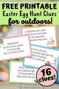 free printable easter egg hunt clues for kids to help them learn how to read