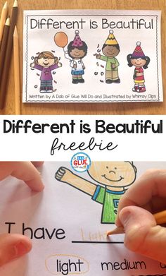 the different types of children's handwritten words are shown with pencils in front of them