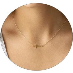 Size --Gold Cross Necklace Length Is 16.5"+ 2" Extender With Lobster Clasp.The Necklace Is Easy To Wear And Take Off And Will Comfortably Fit Most Neck Sizes. It's Elegant & Simple And Will Be Your Everyday, Go To Necklace. Material -- This Perfectly Delicate Asymmetrically Sideways Cross Necklace Is Made Of Hypoallergenic Material And 14k Gold Plated Making This A Great Choice For Those With Very Sensitive Skin.Never Tarnish And Break Durability -- We Didn’t Compromise On Quality For Looks. Thi Minimalist Jewelry With Cross Pendant Clavicle Chain, Minimalist Clavicle Chain Jewelry With Cross Pendant, Gold Chain Necklace With Simple Design For Gift, Yellow Gold Charm Necklace 16 Inch, Gold Minimalist Cross Pendant Jewelry, Everyday Cross Pendant Necklace, Dainty 16 Inch Jewelry, Minimalist Charm Necklace 16 Inch, Simple Design 14k Gold Necklace