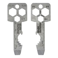 two hex wrenches with measuring tape on the side and one in the middle