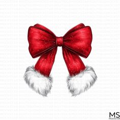 a red bow with white fur on it