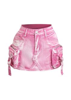 Pink Denim mini skirt Pink Skirts, Trendy Bottoms, Skirt Y2k, Casual Bottoms, Pink Denim, Pink Mini, Sheer Fabric, Summer Trends, Colored Denim