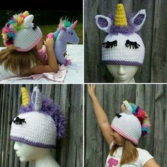 Check out this item in my Etsy shop https://www.etsy.com/listing/635002332/unicorn-inspired-crochet-hat Crochet Unicorn Hat, Unicorn Hat, شال كروشيه, Bonnet Crochet, Caron Simply Soft, Purple Unicorn, Crochet Unicorn, Haken Baby, Beanie Pattern