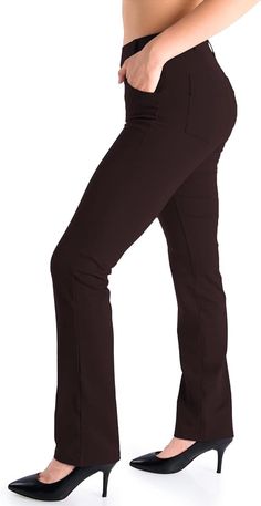 Amazon.com : Yogipace,4 Pockets/Belt Loops,Petite Women's Straight Leg Yoga Dress Pant Work Pants Office Slacks,29",Brown,Size M : Clothing, Shoes & Jewelry Yoga Dress Pants, Dress Yoga Pants, Yoga Dress, Leg Yoga, Warm Pants, Fits Women, 4 Way Stretch Fabric, Dress Pant, Women Pants Casual