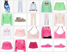 Light blue, mint green, beige, light pink and dark pink Y2K aesthetic fashion. Pink Y2k Aesthetic