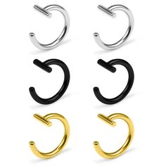 PRICES MAY VARY. Can be used as fake lip nose septum piercing rings Product Materials: 316L Surgical Steel 14 Gauge,Inner Diameter 3/8"(10mm).With Well Polish and Smooth Surface. Color: Silver,Gold,Black Package Includes: 6 x Stainless Steel Fake Lip Rings, come with one gift velvet bag. Description:Material is constructed of high quality Surgical grade Stainless Steel.Due to the camera and the computer screen showing,the color will be a little different.Please kindly understand. Septum Piercing Rings, Snake Bite Piercing, Nose Ring Septum, Fake Lip Ring, Double Tongue Piercing, Fake Lips, Double Cartilage Piercing, Septum Hoop, Multiple Ear Piercings