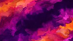 an abstract painting with purple, orange and pink colors