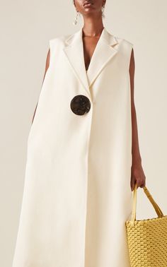 Long Silk-Blend Vest By Jil Sander | Moda Operandi Jil Sander, Sanders, Long A Line, Leather Boots, Wide Leg Pants