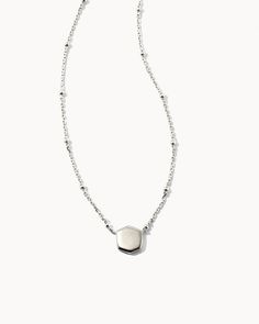 Davis Satellite Pendant Necklace in Sterling Silver | Kendra Scott Silver Charm Necklace With Round Pendant And Satellite Chain, Sterling Silver Pendant With Satellite Chain, Silver Satellite Chain With Round Pendant, Silver Jewelry With Round Satellite Chain Pendant, Minimalist White Gold Jewelry With Satellite Chain, White Gold Necklace With Satellite Chain For Gift, Modern Silver Jewelry With Satellite Chain, Everyday Sterling Silver Satellite Chain Jewelry, White Gold Sterling Silver Necklace With Satellite Chain