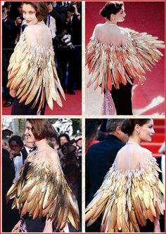 ..Laetitia Casta, Cannes Film Festival (May 26, 2013 Clothing Drawing, Laetitia Casta, Dior Haute Couture, Gold Feathers, Clothing Men, Black Christmas, Fantasy Dress, 가을 패션, Fantasy Clothing