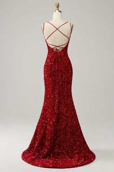 Rote funkelnde mermaid -rückenfreie langen Abschlussballkleid mit Randflächen Prom Dress Christmas, Red Long Homecoming Dresses, Prom Dresses Red Sparkly, Red Silky Dress Long, Red Sparkly Formal Dress, Pretty Prom Dresses Red, Red Glitter Prom Dress, Red Prom Dress Aesthetic, Red Prom Dresses Long Elegant