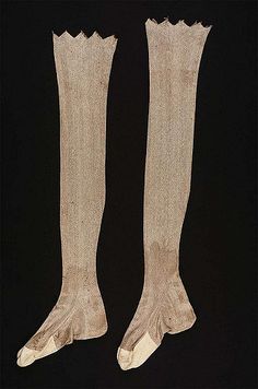 Silk and Cotton knit stockings from Massachusetts, late 18th century 18th Century Women, Knit Stockings, Old Shoes, Silk Knit