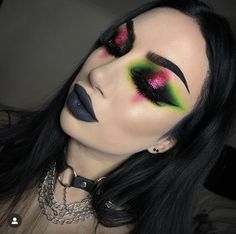 Halloween Eyeshadow Looks, Pastel Goth Makeup, Makeup Collage, Scene Makeup, Bright Makeup