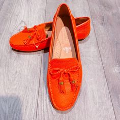 Brand New, Never Worn. Ralph Lauren Cassady Tassel Leather, Super Soft! Beautiful Orange, Shiny Gold Finish. Perfect For All Seasons! Super Comfortable. Size 7, Comes From A Smoke-Free Home. Price Is Firm. No Lowest/Trade/Pp. Orange Loafers With Round Toe For Spring, Orange Round Toe Loafers For Spring, Spring Orange Loafers With Round Toe, Spring Orange Round Toe Loafers, Orange Slip-on Flats For Spring, Leather Moccasins With Tassels, Casual Slip-on Moccasins With Tassels, Casual Tassel Slip-on Moccasins, Casual Tassel Loafers For Spring