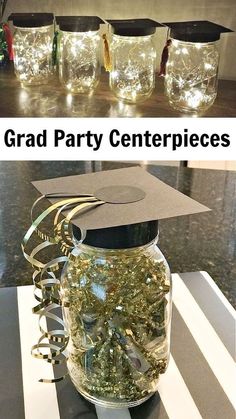 Graduation Party Centerpiece Ideas, Graduation Party Centerpieces Diy, Party Centerpiece Ideas, Diy Table Decorations, Grad Party Centerpieces, Party Centerpieces Diy, Graduation Party Pictures, High School Graduation Party Decorations, College Grad Party