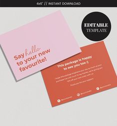 two business cards with the words say hello to your new favorite