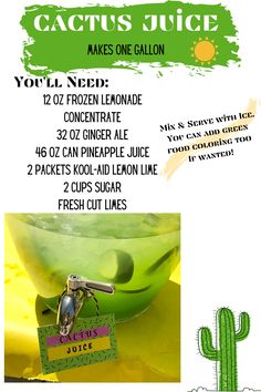 an advertisement for cactus juice is shown in this advertment, with the caption's description below it