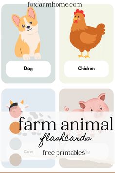 farm animals flashcards with free printables