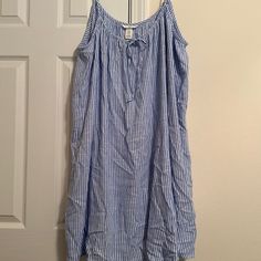 Blue And White Striped H&M Dress With Adjustable Spaghetti Straps. Bow In The Front Is Also Adjustable For A More Snug Fit. Nwt! Fast Shipping! Make Me An Offer! Casual Spring Sleepwear With Spaghetti Straps, Casual Spaghetti Strap Sleepwear For Beach, Casual Sleepwear With Spaghetti Straps For Beach, H&m Blue Beach Dress, Blue Spaghetti Strap Sleepwear For Spring, Blue Spaghetti Straps Sleepwear For Spring, Sleeveless Summer Sundress From H&m, Sleeveless Summer Sundress By H&m, H&m Sleeveless Sundress For Beach