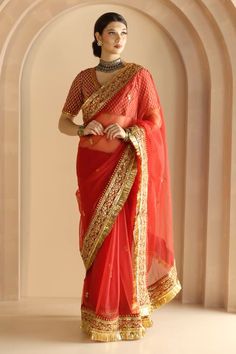 Boutique In Jalandhar #canada  , Maharani Designer Boutique , #punjabisuit #boutiquesuit #punjabiboutiquesuit #boutiquesuitonline #canada #vancover #surrey Gulabo Jaipur, Red Georgette Saree, Indian Party Wear, Border Saree, Latest Saree, Indian Party