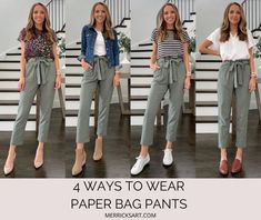 Paper Bag Trousers Outfit, Pants Outfit Work, Paper Bag Pants, Unique Pants, Paper Bag Waist Pants, Bag Pants, Trouser Outfit, Paperbag Pants, Pants Outfit Casual