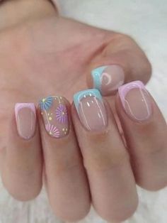 Spring Nail Tip Designs, Pastel Easter Nails French, Spring Square Nail Designs, Easter Nails With Cross, French Nail Designs Spring, Easter French Tip Nail Designs, Classy Easter Nails, Short Easter Nails, Spring French Nails