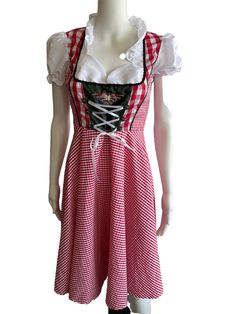 Cute DIRNDL / trachten dress in gingham pattern in size S . Synthetic Bavarian Dress, Gingham Pattern, Wool Dress, Vintage Wool, Dress Clothes For Women, Handmade Bags, Bulgaria, Gingham, Gift For Her