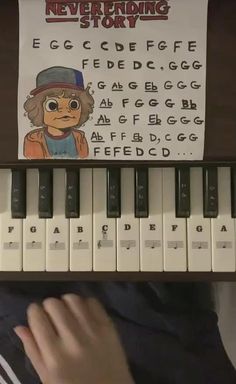 someone is playing the piano with an odd expression on it's face and hands