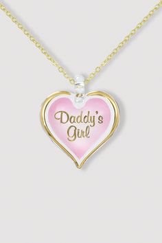 It doesn't matter how old she gets, let her know that she will always be Daddy's Girl with this unique handcrafted glass pink heart-shaped necklace. Personalized Jewelry For Valentine's Day Keepsake, Personalized Valentine's Day Jewelry, Customizable Heart Pendant Jewelry For Keepsake, Customized Jewelry Keepsake For Valentine's Day, Customized Jewelry For Valentine's Day Keepsake, Customized Pink Jewelry For Personalized Gift, Personalized Heart Charm Jewelry With Round Pendant, Customizable Pink Jewelry For Gifts, Personalized Round Pendant Jewelry With Heart Charm