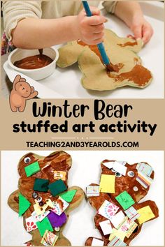 the winter bear stuffed art activity is perfect for toddlers to do with their own hands